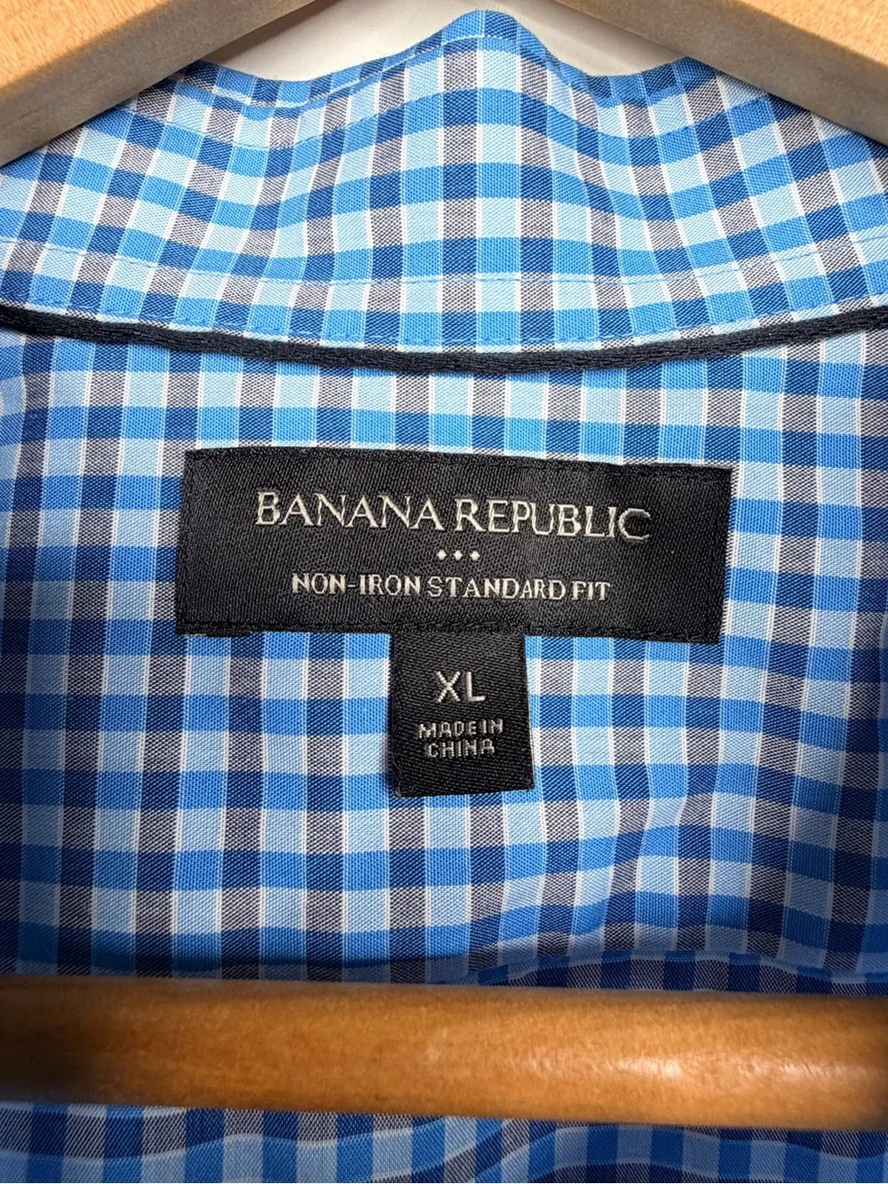 Banana Republic Blue and White Gingham Button-Down Shirt